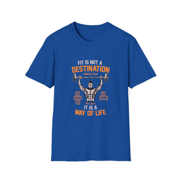 Fit Is Not a Destination Unisex Softstyle T-Shirt, Fitness Apparel, Motivational Tee, Gym Shirt, Gift for Fitness Lovers, Workout Top