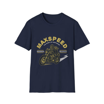 Maxspeed Motorcycle Unisex Softstyle T-Shirt, Biker Tee, Gift for Him, Casual Wear, Custom Graphic Shirt, Motorcycle Enthusiast Apparel