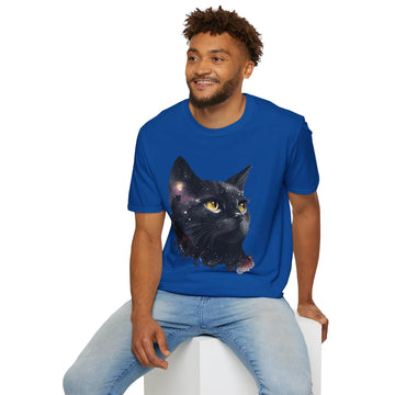 Galactic Cat Unisex Softstyle T-Shirt | Cosmic Space Kitty Tee, Cat Lover Gift, Astrology Shirt, Unique Pet Apparel, Cute Astronomy Design