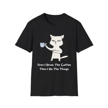 Coffee Cat Unisex T-Shirt, Funny Cat Tee