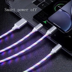 3 In 1 Micro USB Type C Cable LED Flowing Light Type C Chager Cable Mobile Phone Charging Wire Advibe Studio