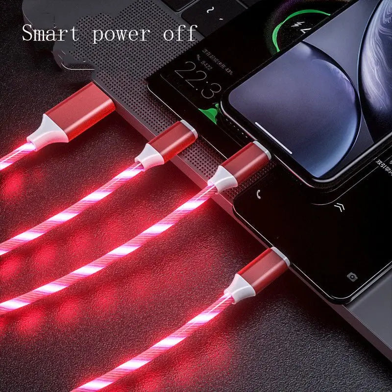 3 In 1 Micro USB Type C Cable LED Flowing Light Type C Chager Cable Mobile Phone Charging Wire Advibe Studio