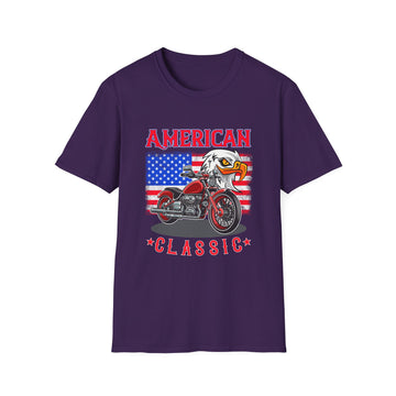 Patriotic Eagle Motorcycle T-Shirt, Unisex Casual Tee, American Rider Apparel, Independence Day Gift, Classic Style Shirt