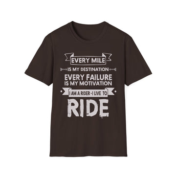Inspirational Rider T-Shirt | Every Mile Is My Destination | Fitness Gift for Cyclists, Motivational Tee, Unisex Apparel