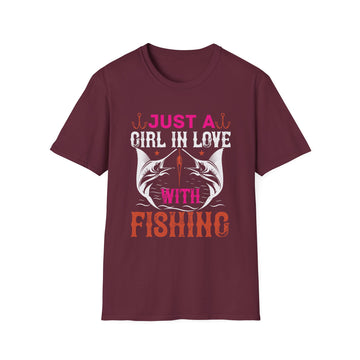 Fishing Lover T-Shirt for Women | Just a Girl in Love With Fishing, Gifts for Fisherwomen, Fishing Apparel, Outdoor Clothing, Birthday Gift