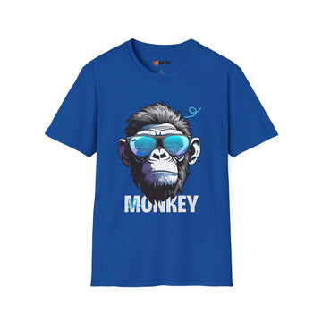 Cool Monkey Graphic Tee, Fun Unisex Softstyle T-Shirt, Animal Lover Gift