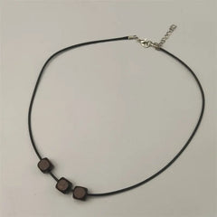 Bohemian Retro Style Black Braided Rope Leather Rope Wooden Bead Beaded Necklace Advibe Studio