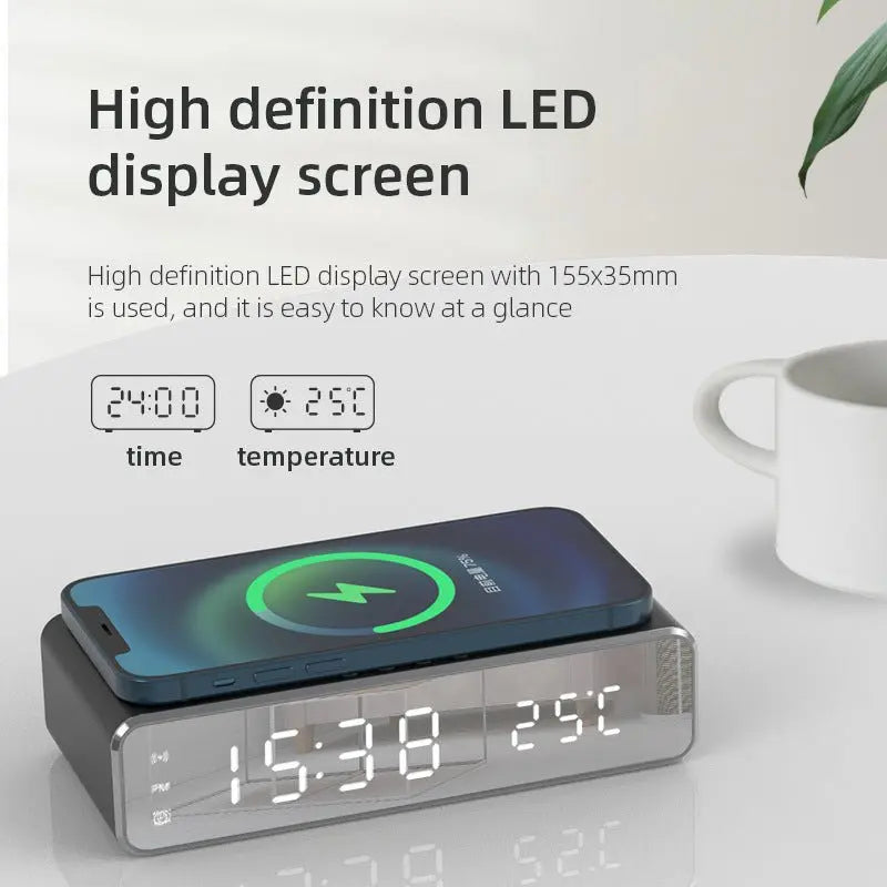 Electric Wireless Phone Charger, Clock, HD Thermometer, Mirror, Clock With Charger Advibe Studio