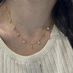 French White Zirconium Tassel Water Drop Sterling Silver Necklace Niche Design Advibe Studio