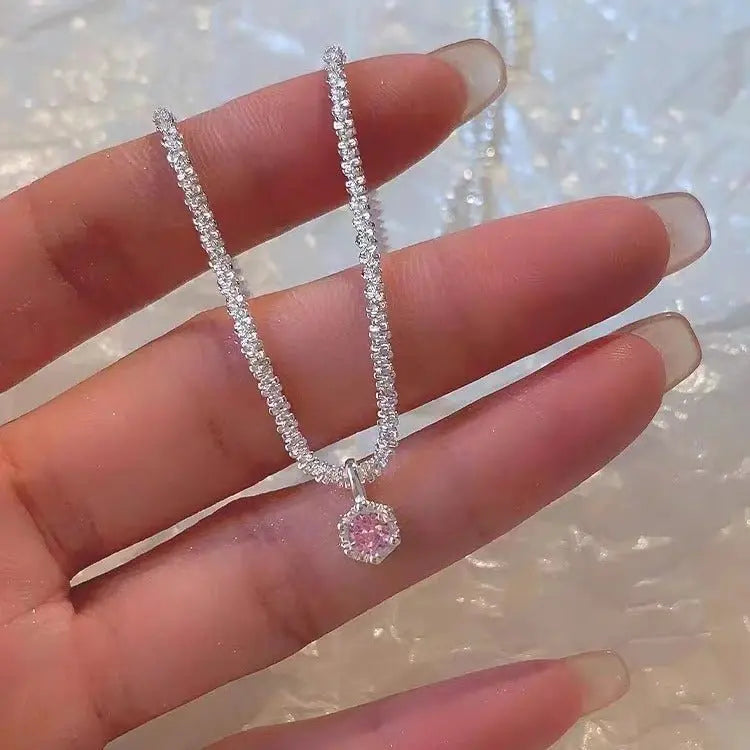 Silver Plated Sparkling Necklace For Women Lvzuan Light Luxury Minority Design Advibe Studio