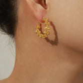 Simple Fashion Copper Irregular Beads Woven Earrings Advibe Studio
