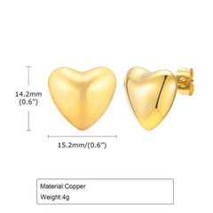 Stainless Steel Heart 18K Gold Stud Earrings Advibe Studio