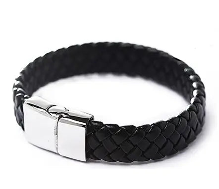 Vintage Men Leather Wristband Braided Magnetic Clasp Bracelet Bangle Advibe Studio