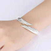 Women's Stylish Opening White Copper Silver-plated Bracelet Angel Wings Advibe Studio