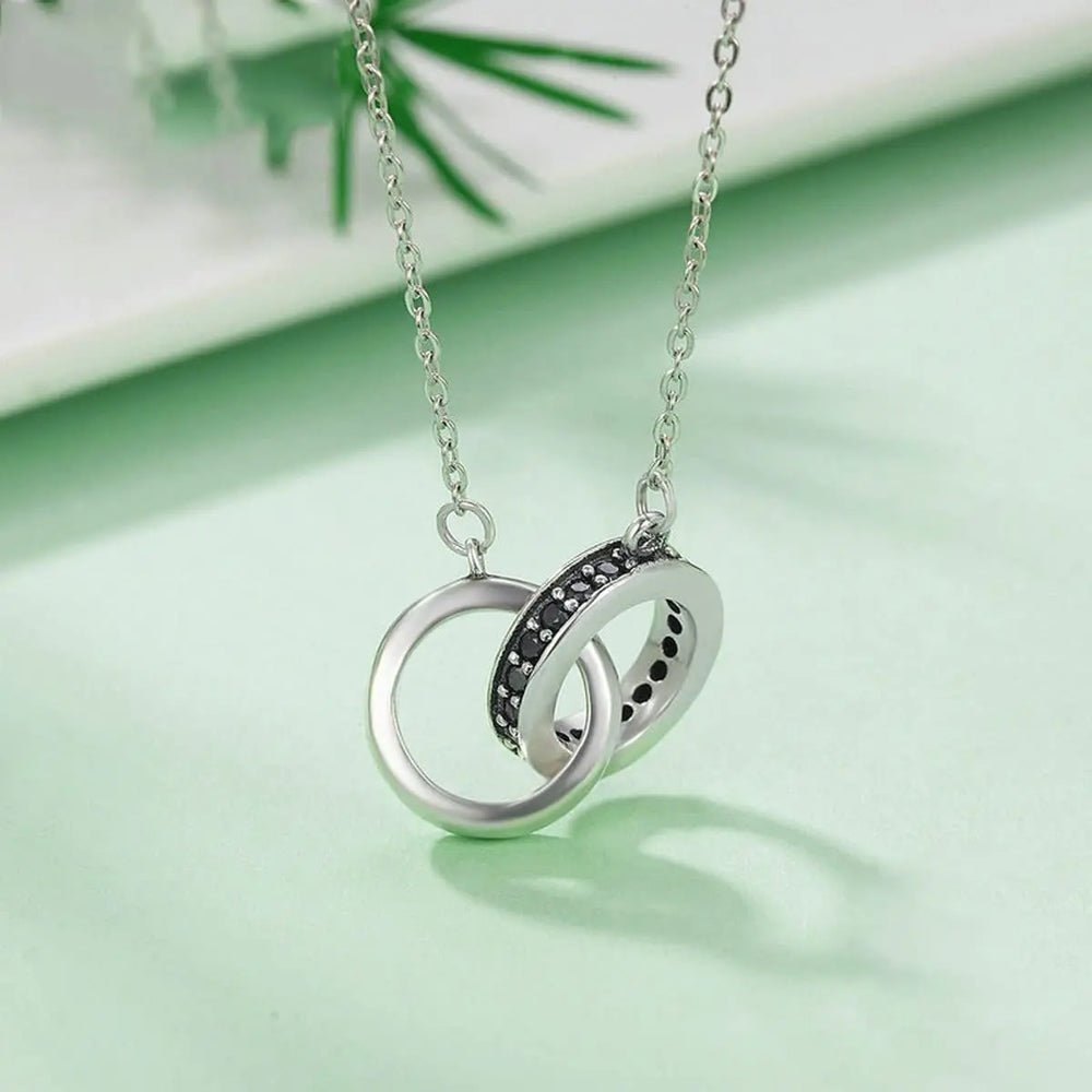 Zircon Inlaid Geometric Ring-phase Buckle Necklace For Women Advibe Studio