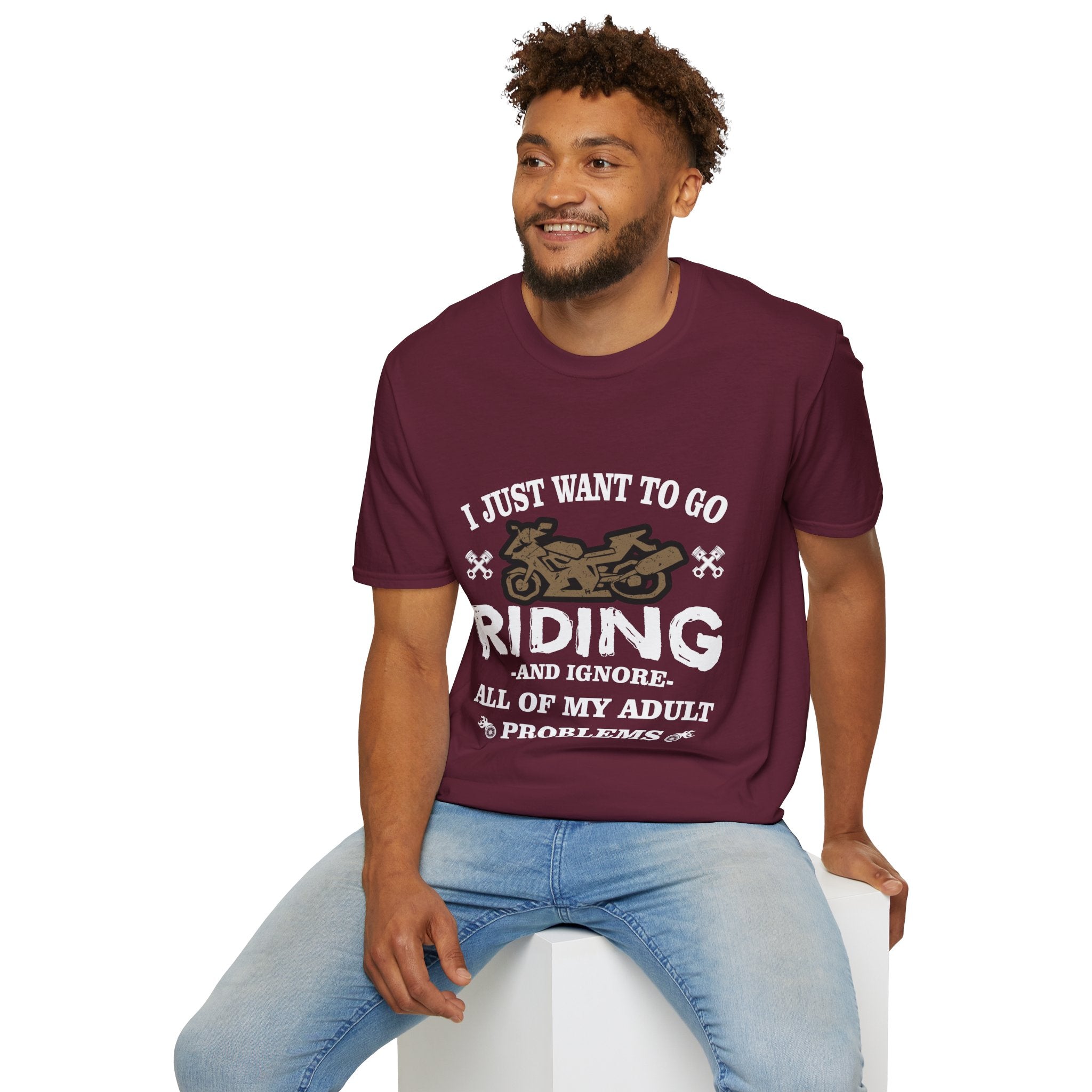 Unisex Riding T-Shirt - Perfect for Bikers, Adulting Humor, Birthdays, Gifts for Him, Summer Wear