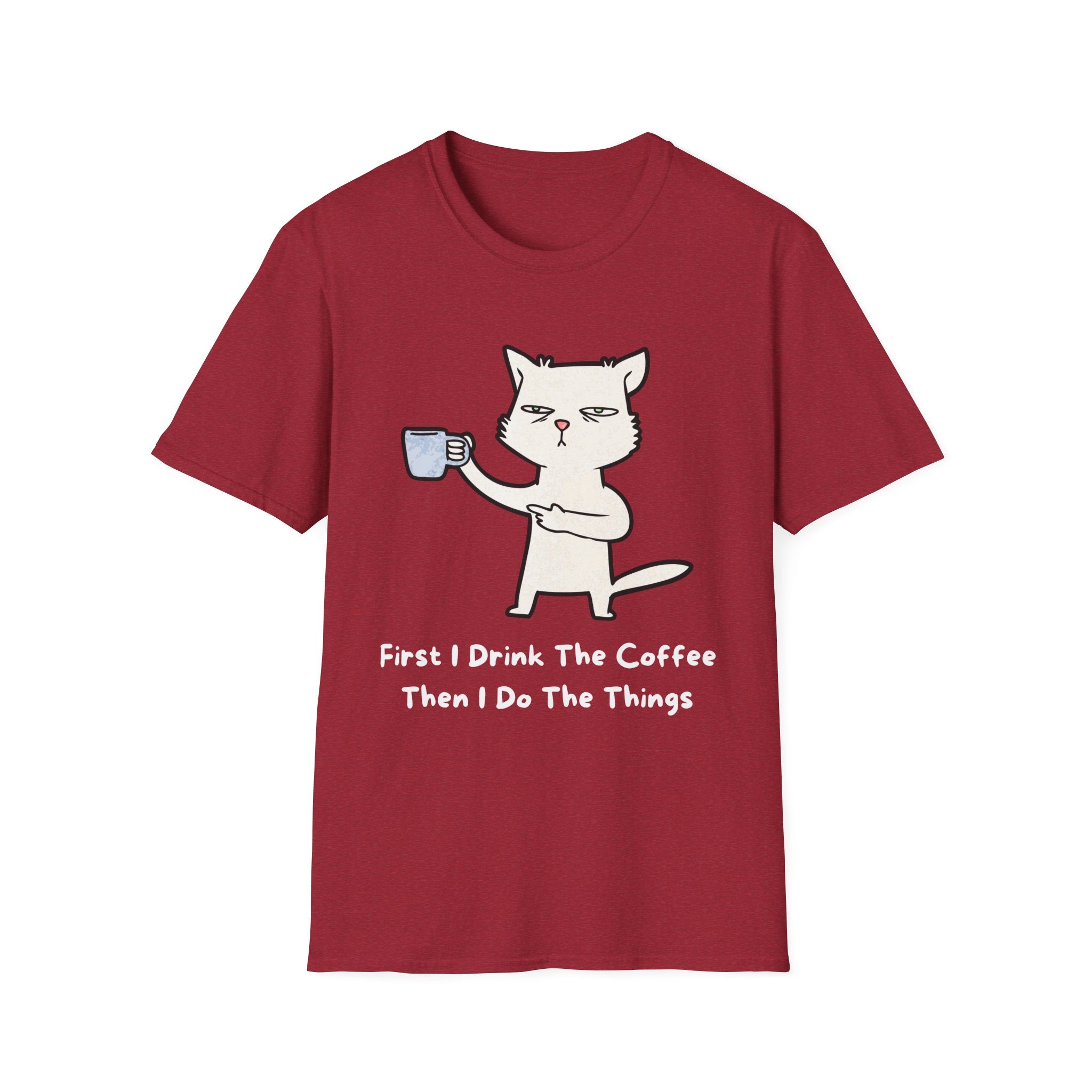 Coffee Cat Unisex T-Shirt, Funny Cat Tee