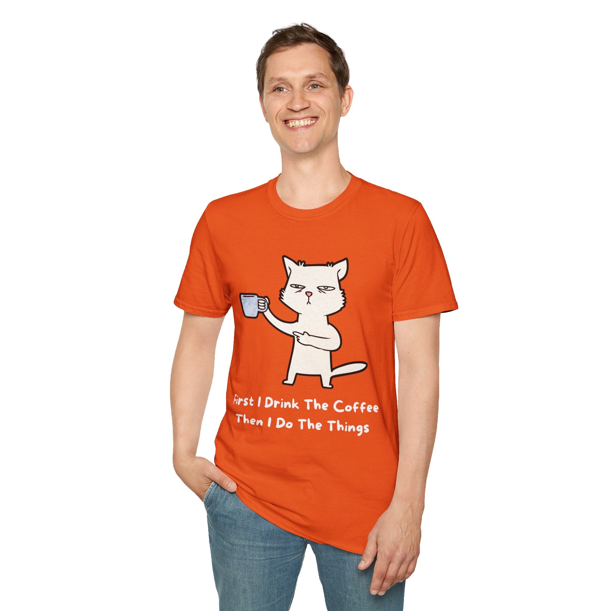 Coffee Cat Unisex T-Shirt, Funny Cat Tee