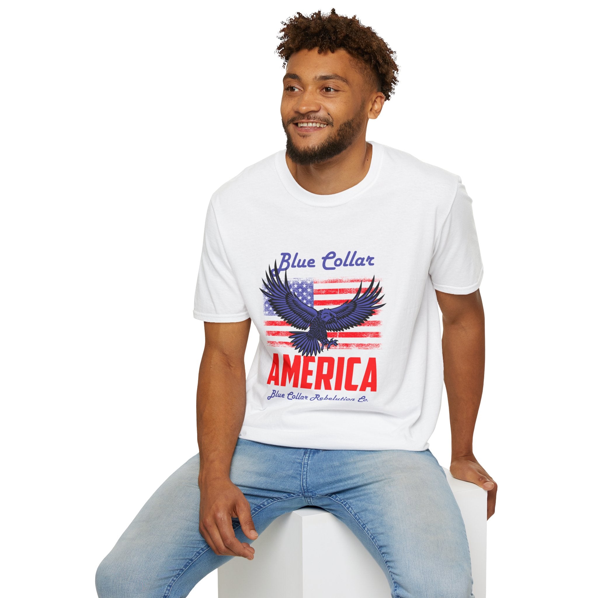 Patriotic Eagle T-Shirt, Blue Collar Pride Shirt, USA Independence Day Tee, Vintage American Apparel, Unisex Graphic Tee