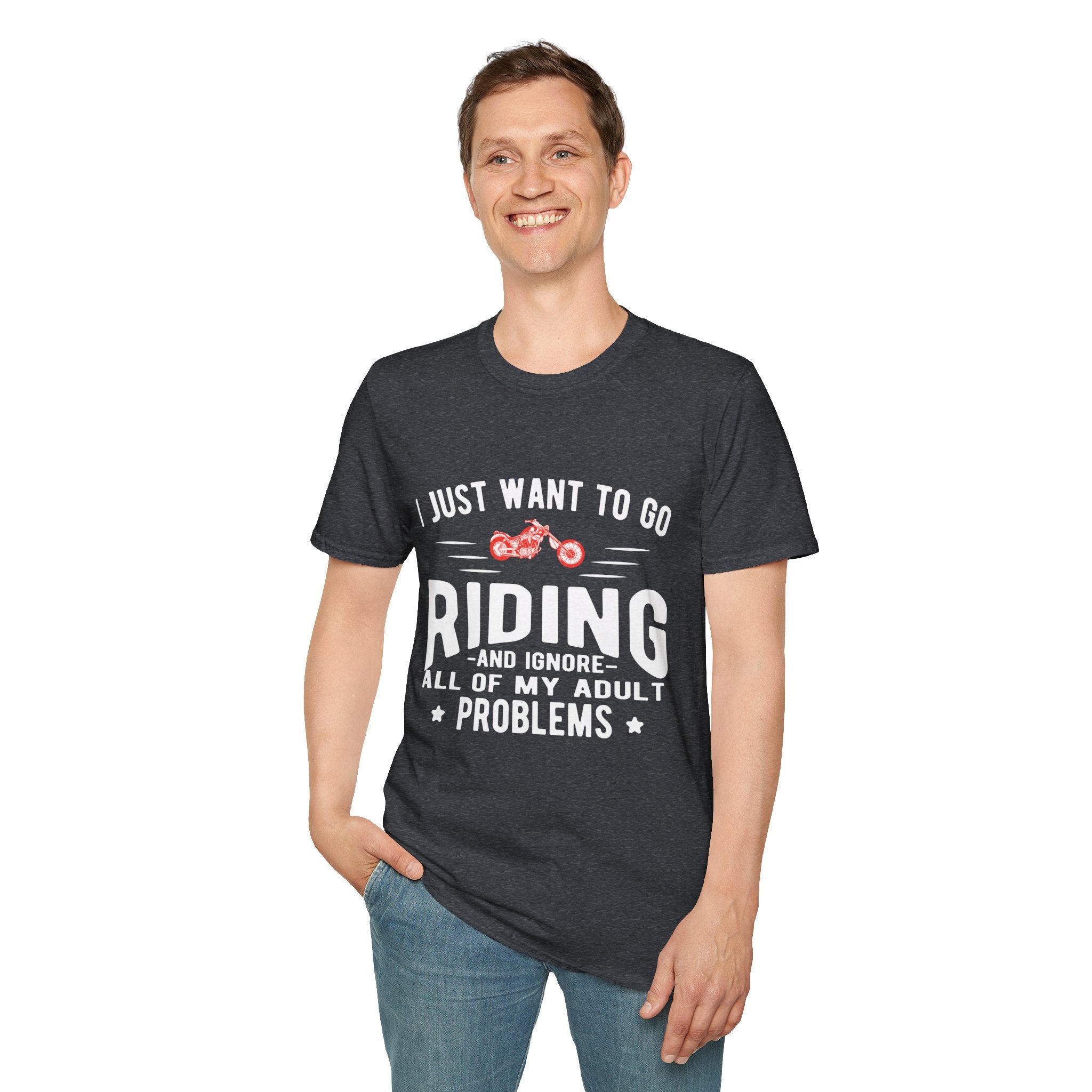 Funny Riding T-Shirt for Adults, Unisex Graphic Tee, Casual Wear, Gift for Riders, Adulting Humor Shirt