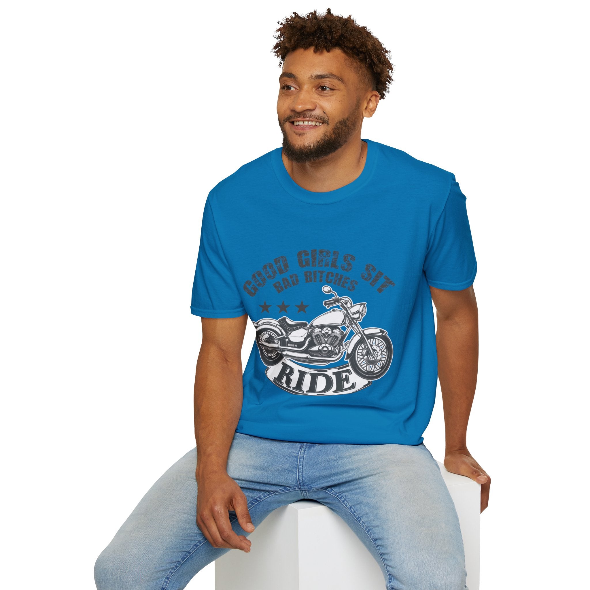 Good Girls Sit Bad Bitches Ride Unisex T-Shirt, Biker Tee, Gift for Motorcycle Lovers, Casual Wear, Birthday Gift