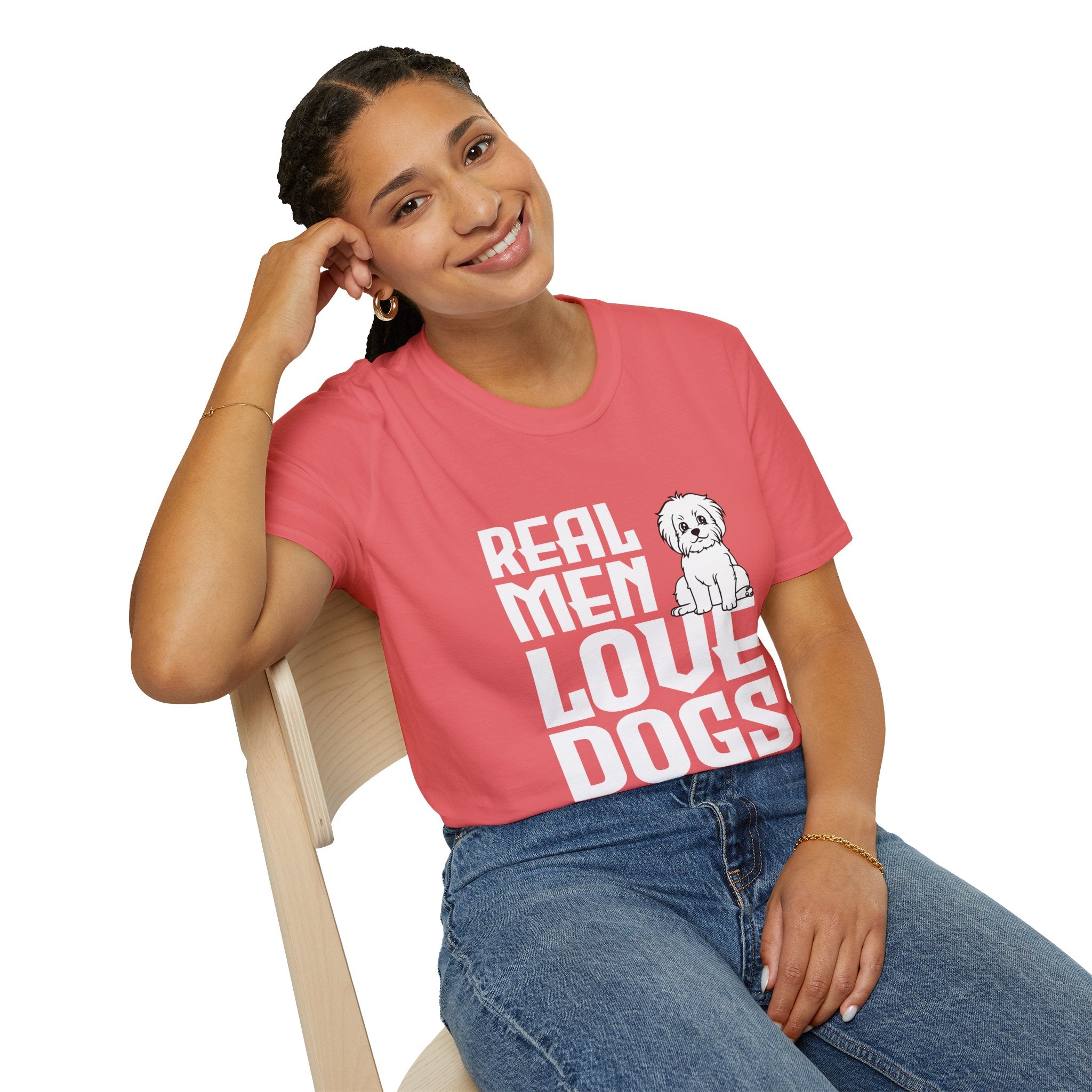 Unisex Dog Lover T-Shirt, Real Men Love Dogs Tee, Pet Owner Apparel, Gift for Dog Dads, Perfect for Birthdays