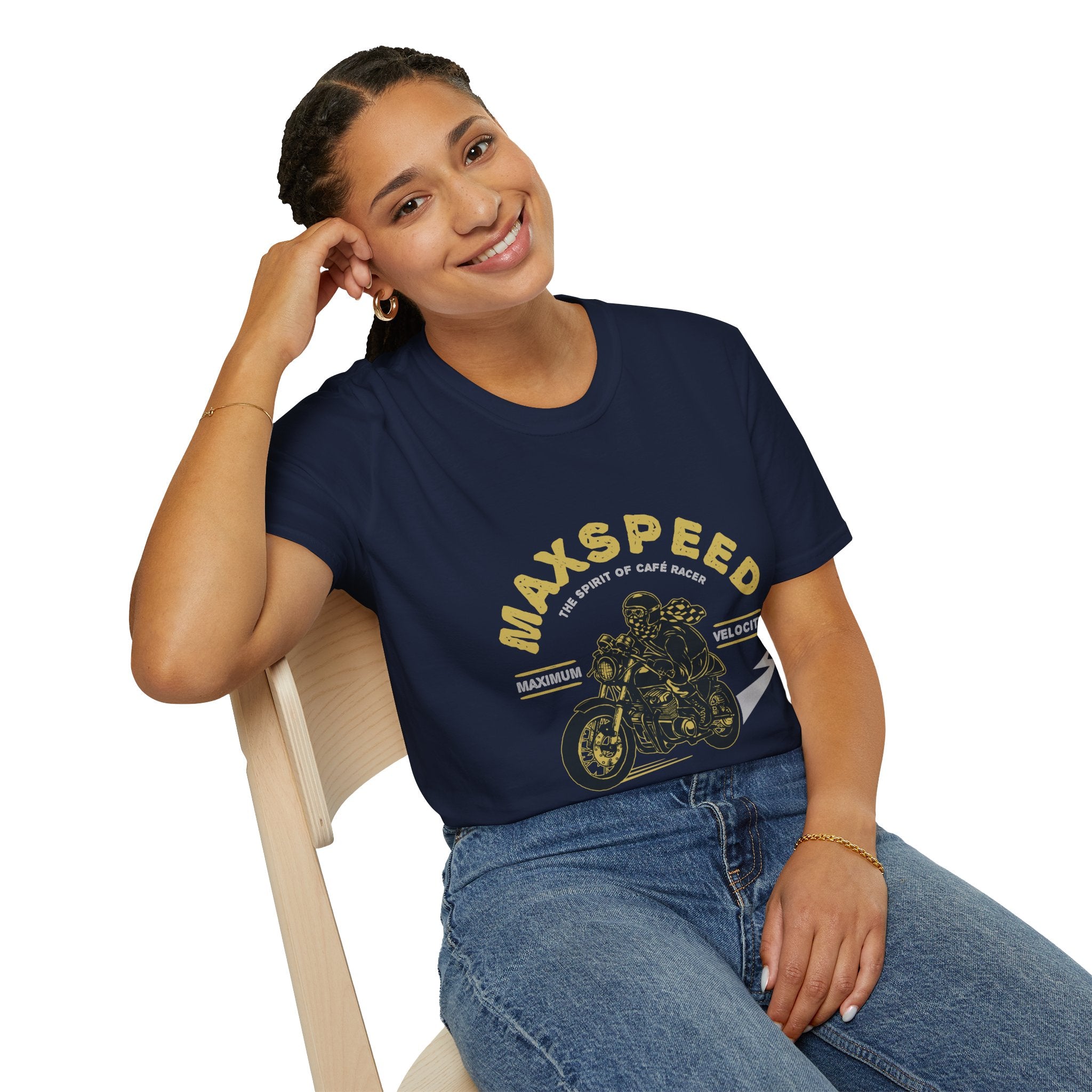 Maxspeed Motorcycle Unisex Softstyle T-Shirt, Biker Tee, Gift for Him, Casual Wear, Custom Graphic Shirt, Motorcycle Enthusiast Apparel