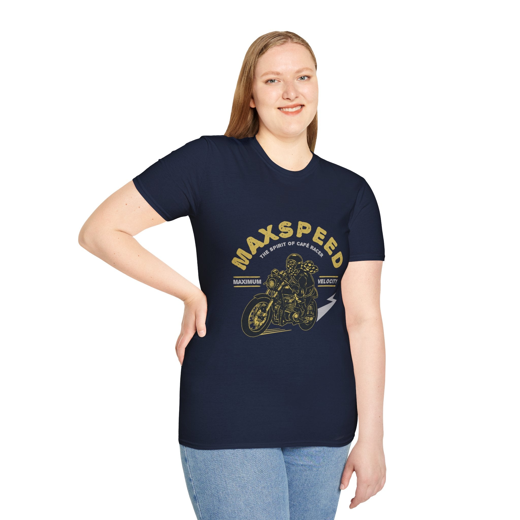 Maxspeed Motorcycle Unisex Softstyle T-Shirt, Biker Tee, Gift for Him, Casual Wear, Custom Graphic Shirt, Motorcycle Enthusiast Apparel