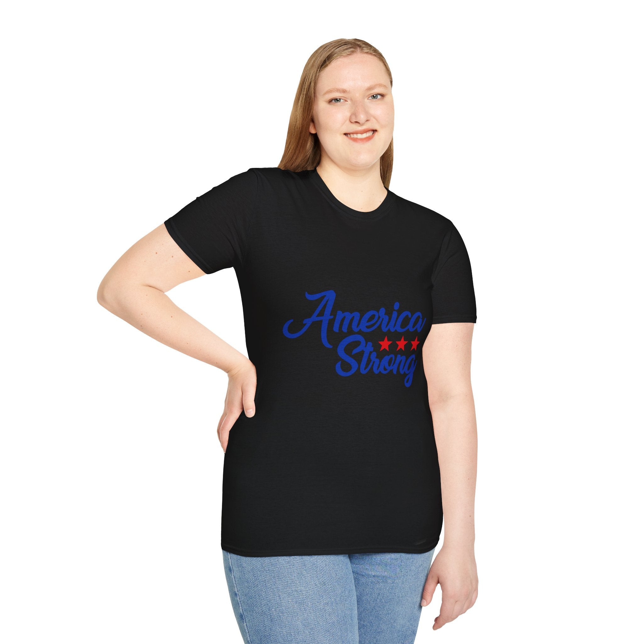 Unisex Softstyle T-Shirt - America Strong, Patriotic Tee, Casual Wear, Independence Day Outfit, Gift for Veterans, Summer Style