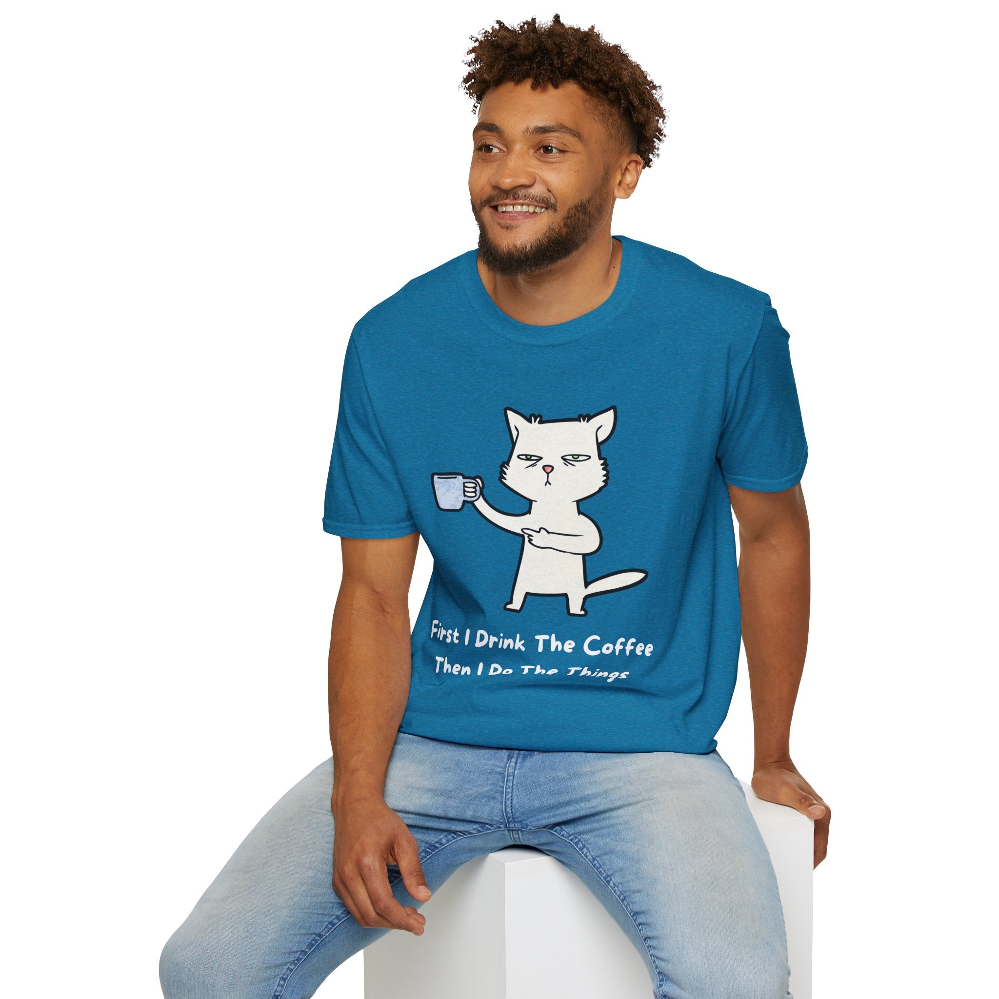 Coffee Cat Unisex T-Shirt, Funny Cat Tee
