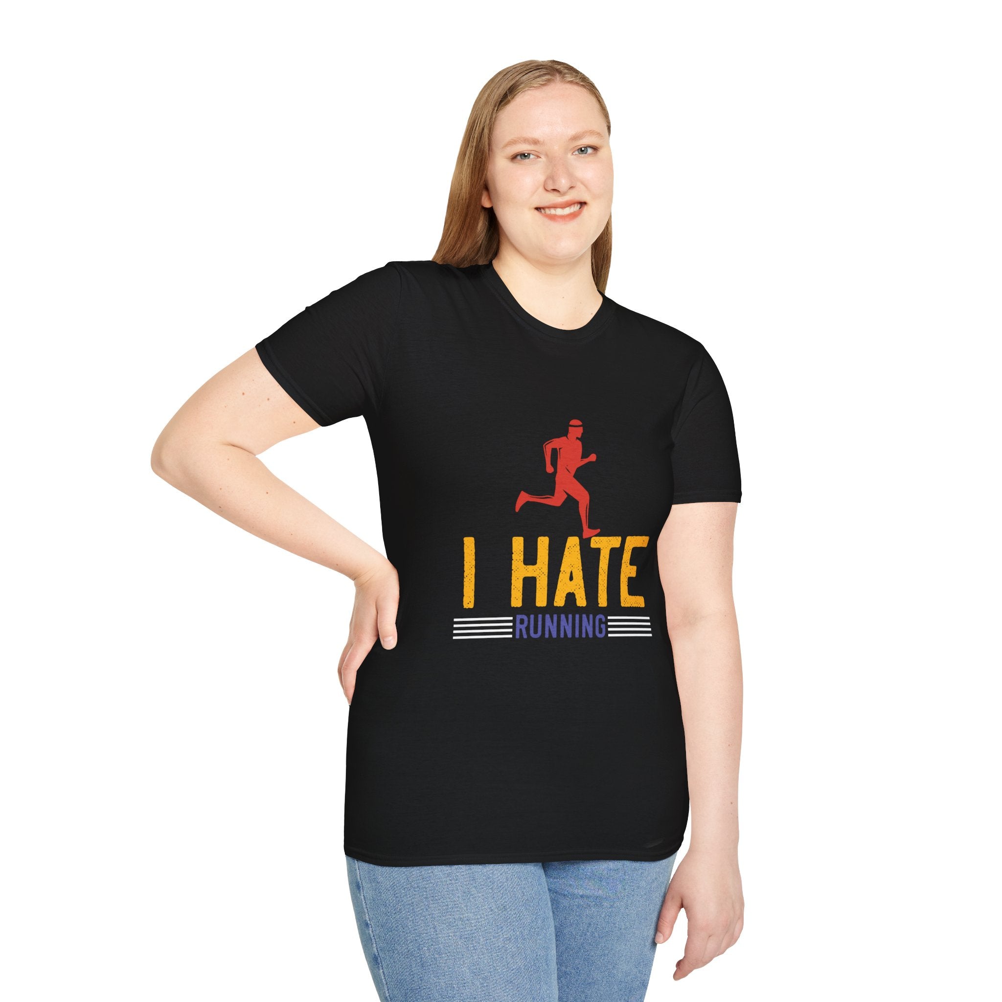 Unisex Softstyle T-Shirt with 'I Hate Running' Slogan