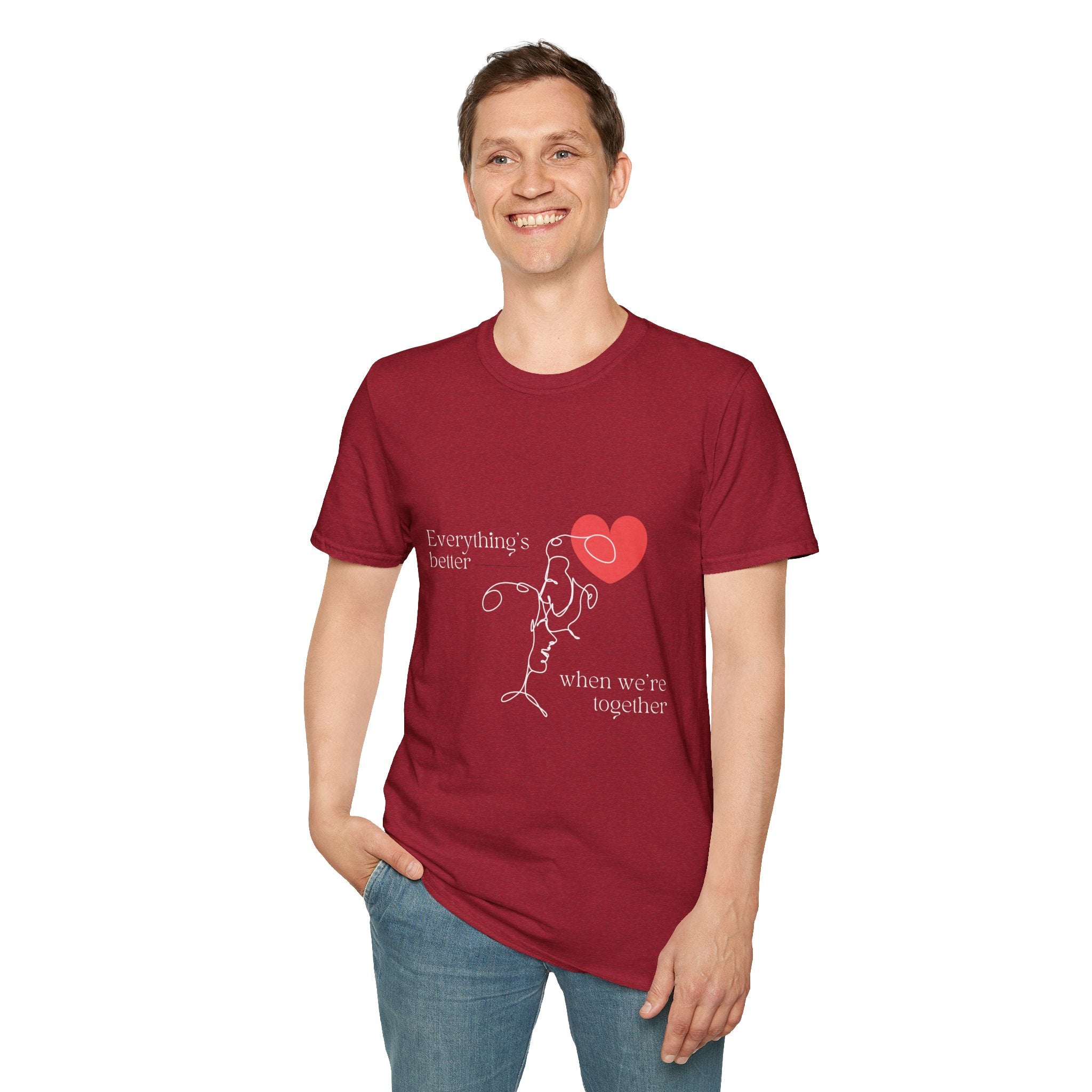 Cute Love Illustration T-Shirt, Funny Couple Shirt, Gift for Her, Romantic
