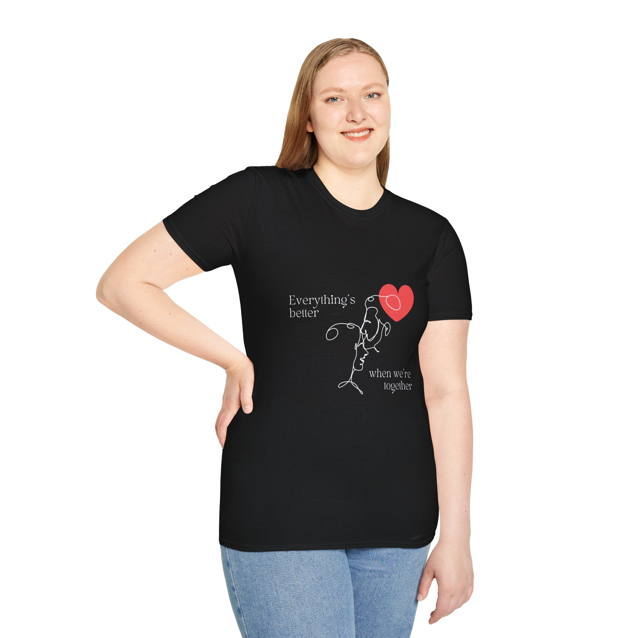 Cute Love Illustration T-Shirt, Funny Couple Shirt, Gift for Her, Romantic