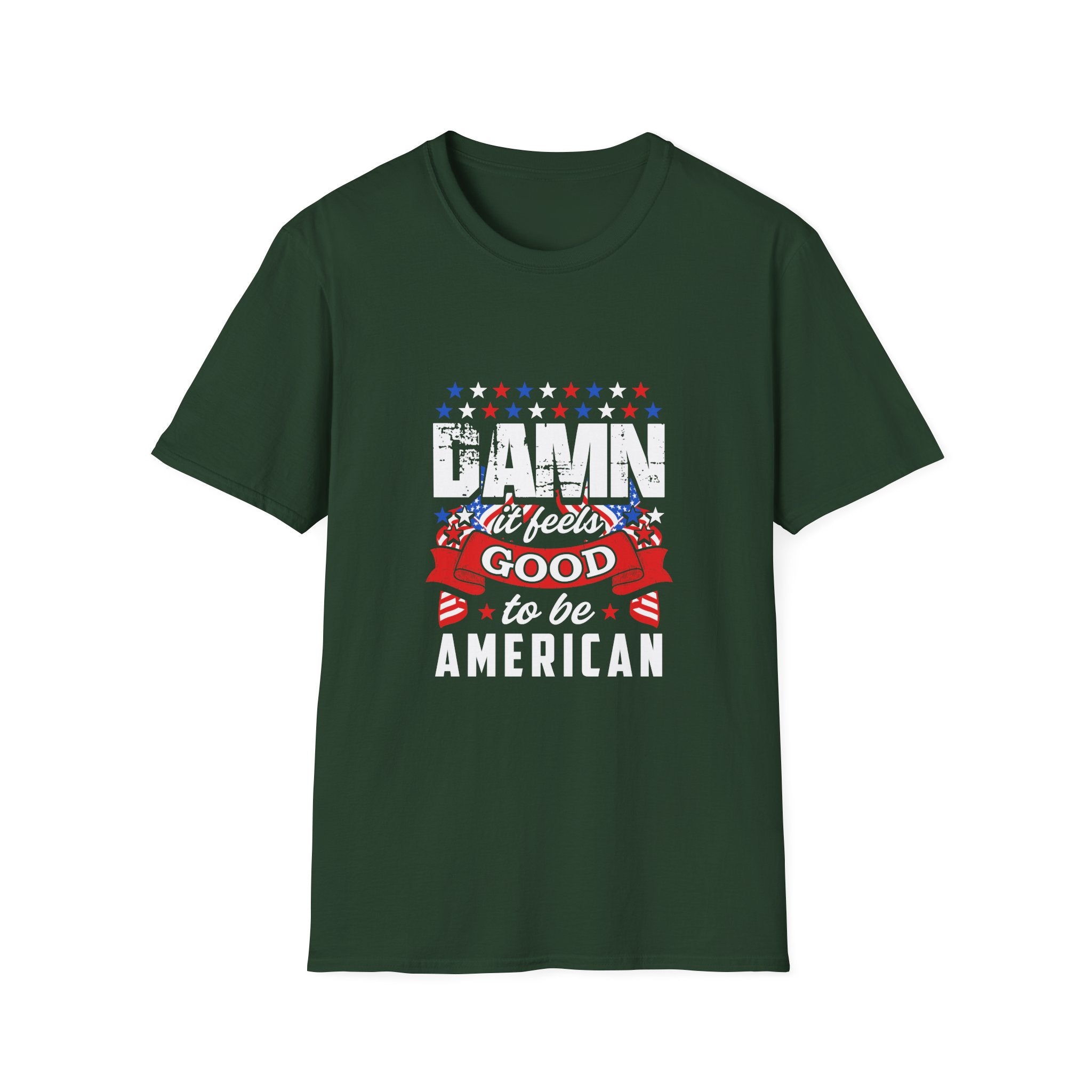 Unisex Patriotic T-Shirt: "Damn It Feels Good to Be American" - Perfect for Independence Day, BBQs, Casual Outings, Gifts, and Celebrations