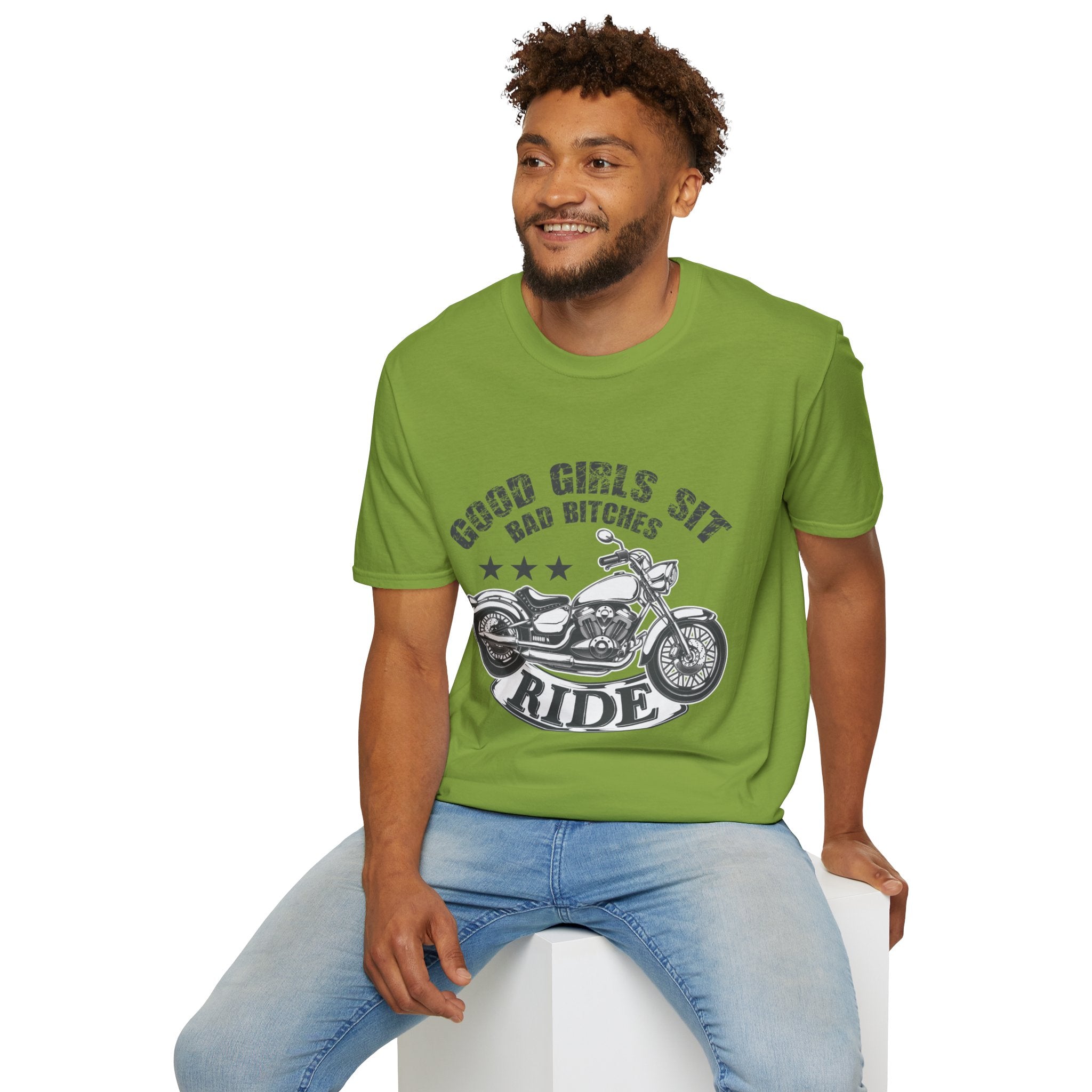 Good Girls Sit Bad Bitches Ride Unisex T-Shirt, Biker Tee, Gift for Motorcycle Lovers, Casual Wear, Birthday Gift