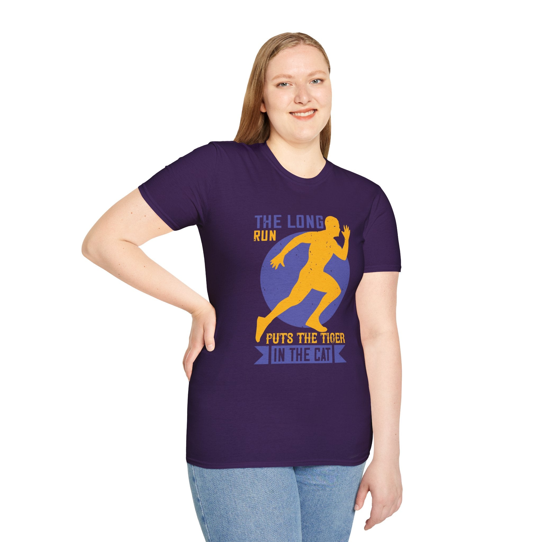 Run Tiger Unisex Softstyle T-Shirt, Motivational Tee, Fitness Apparel
