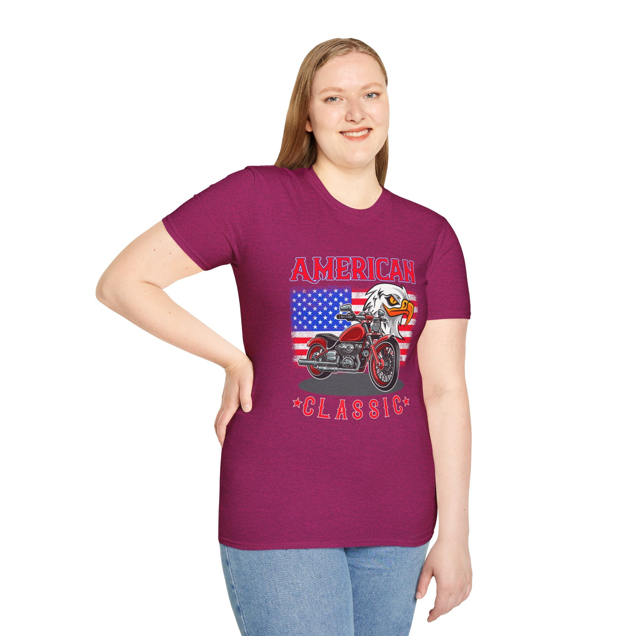 Patriotic Eagle Motorcycle T-Shirt, Unisex Casual Tee, American Rider Apparel, Independence Day Gift, Classic Style Shirt