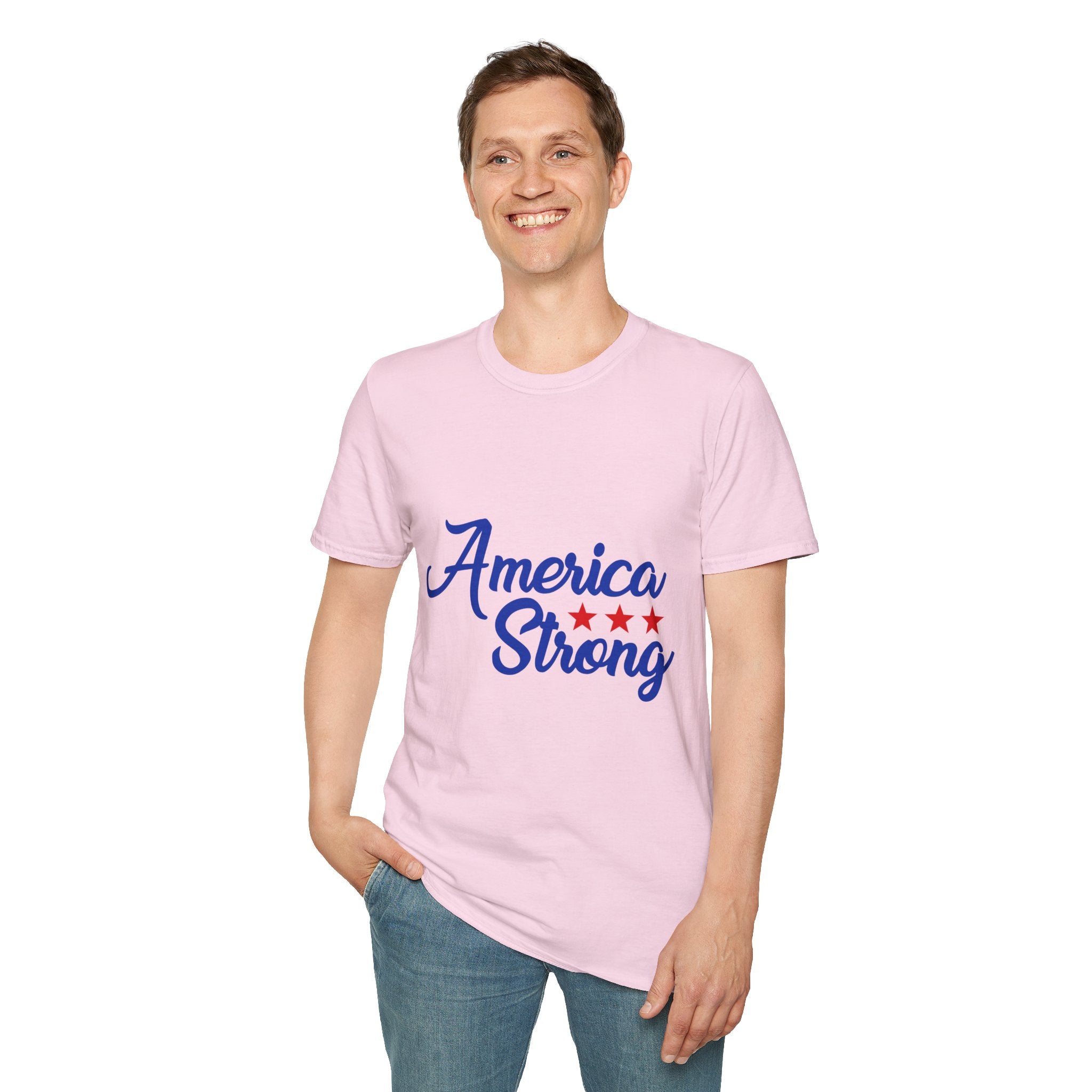 Unisex Softstyle T-Shirt - America Strong, Patriotic Tee, Casual Wear, Independence Day Outfit, Gift for Veterans, Summer Style