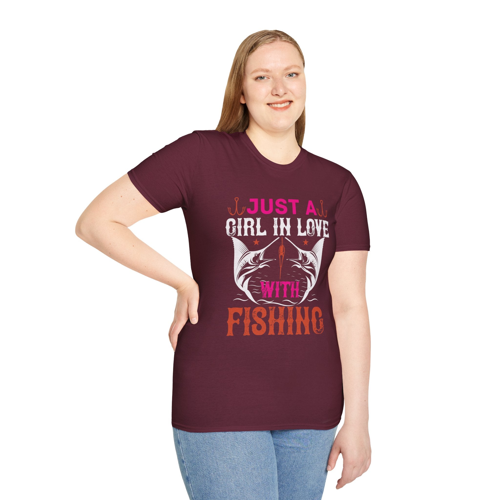 Fishing Lover T-Shirt for Women | Just a Girl in Love With Fishing, Gifts for Fisherwomen, Fishing Apparel, Outdoor Clothing, Birthday Gift