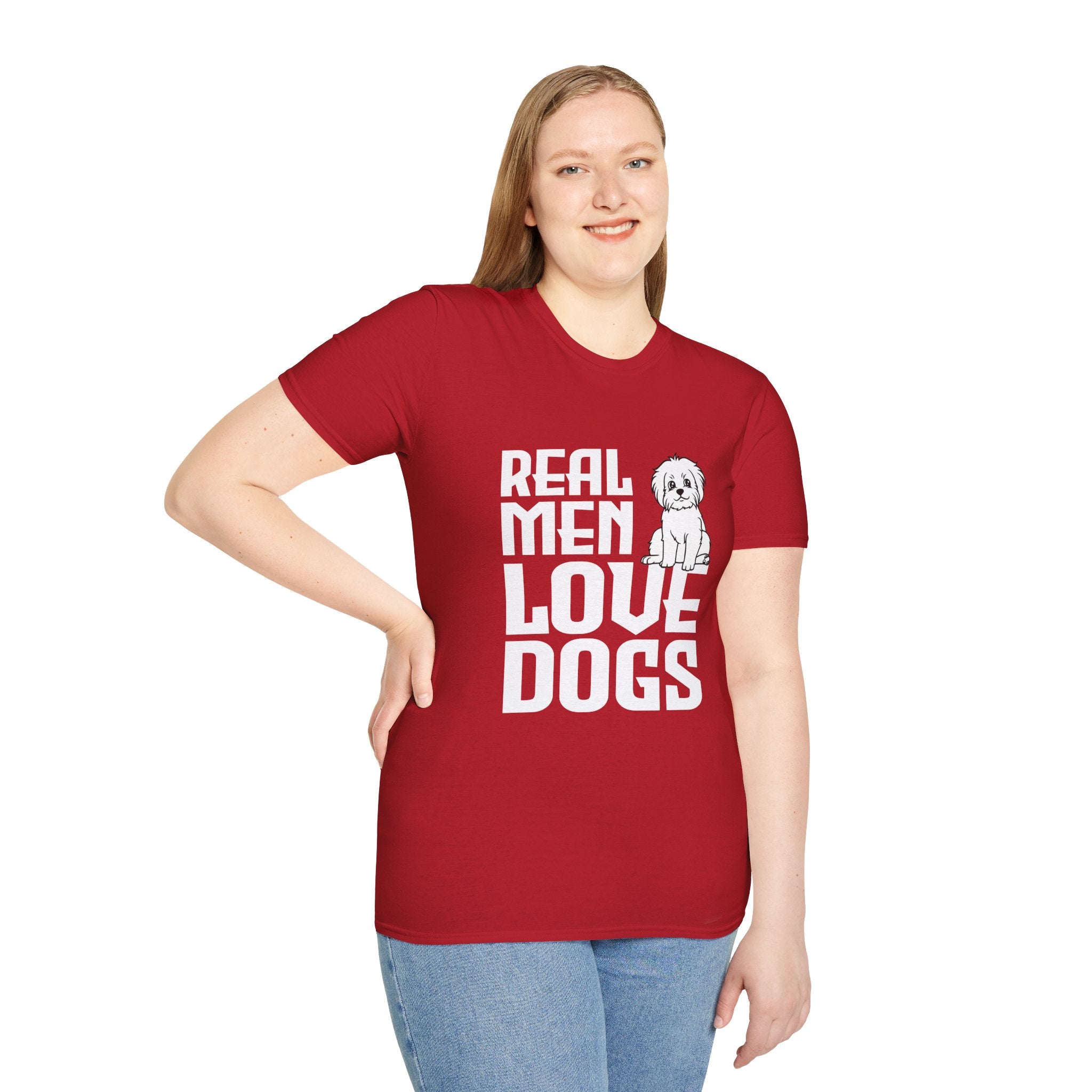 Unisex Dog Lover T-Shirt, Real Men Love Dogs Tee, Pet Owner Apparel, Gift for Dog Dads, Perfect for Birthdays