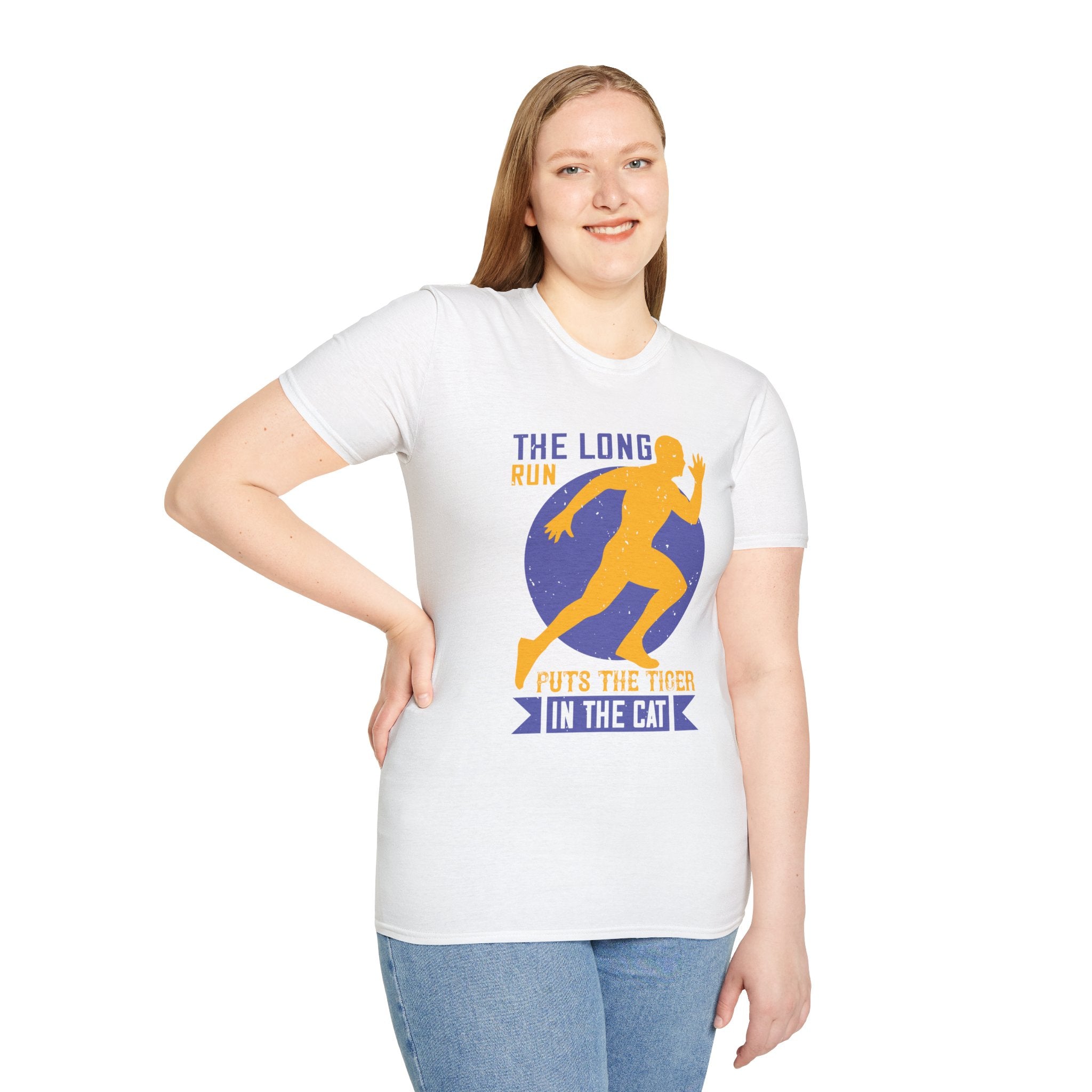 Run Tiger Unisex Softstyle T-Shirt, Motivational Tee, Fitness Apparel