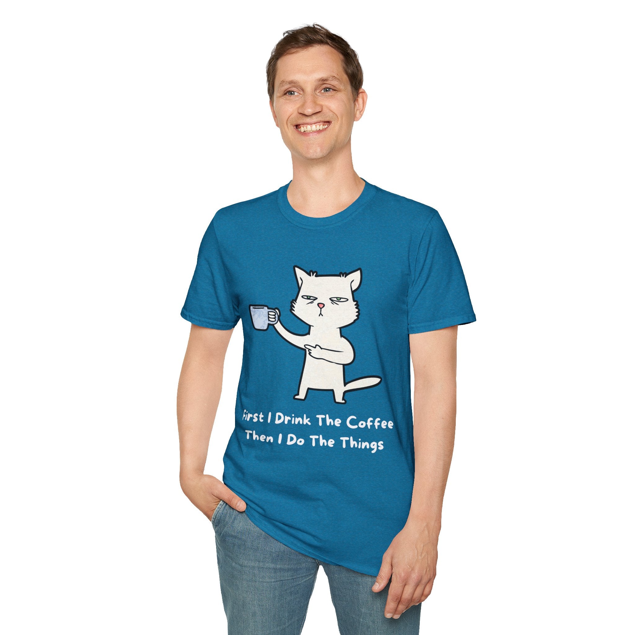 Coffee Cat Unisex T-Shirt, Funny Cat Tee