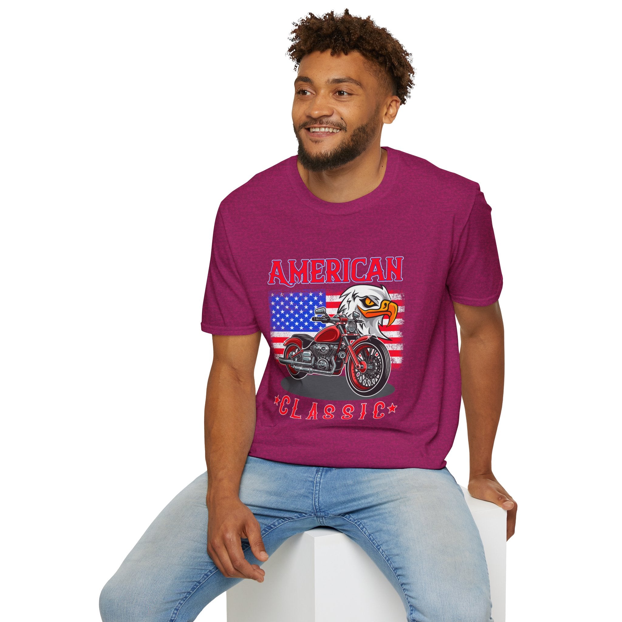 Patriotic Eagle Motorcycle T-Shirt, Unisex Casual Tee, American Rider Apparel, Independence Day Gift, Classic Style Shirt