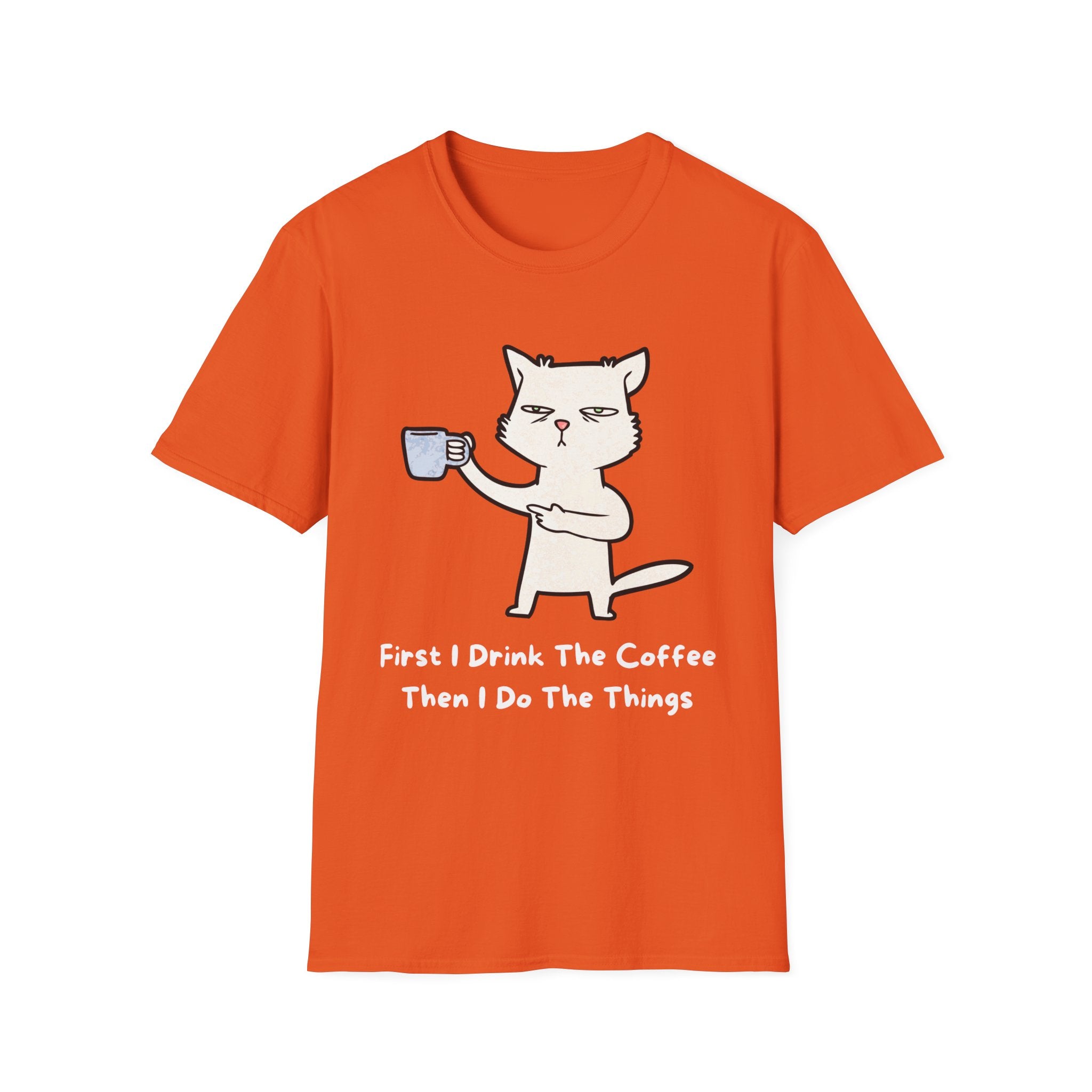 Coffee Cat Unisex T-Shirt, Funny Cat Tee