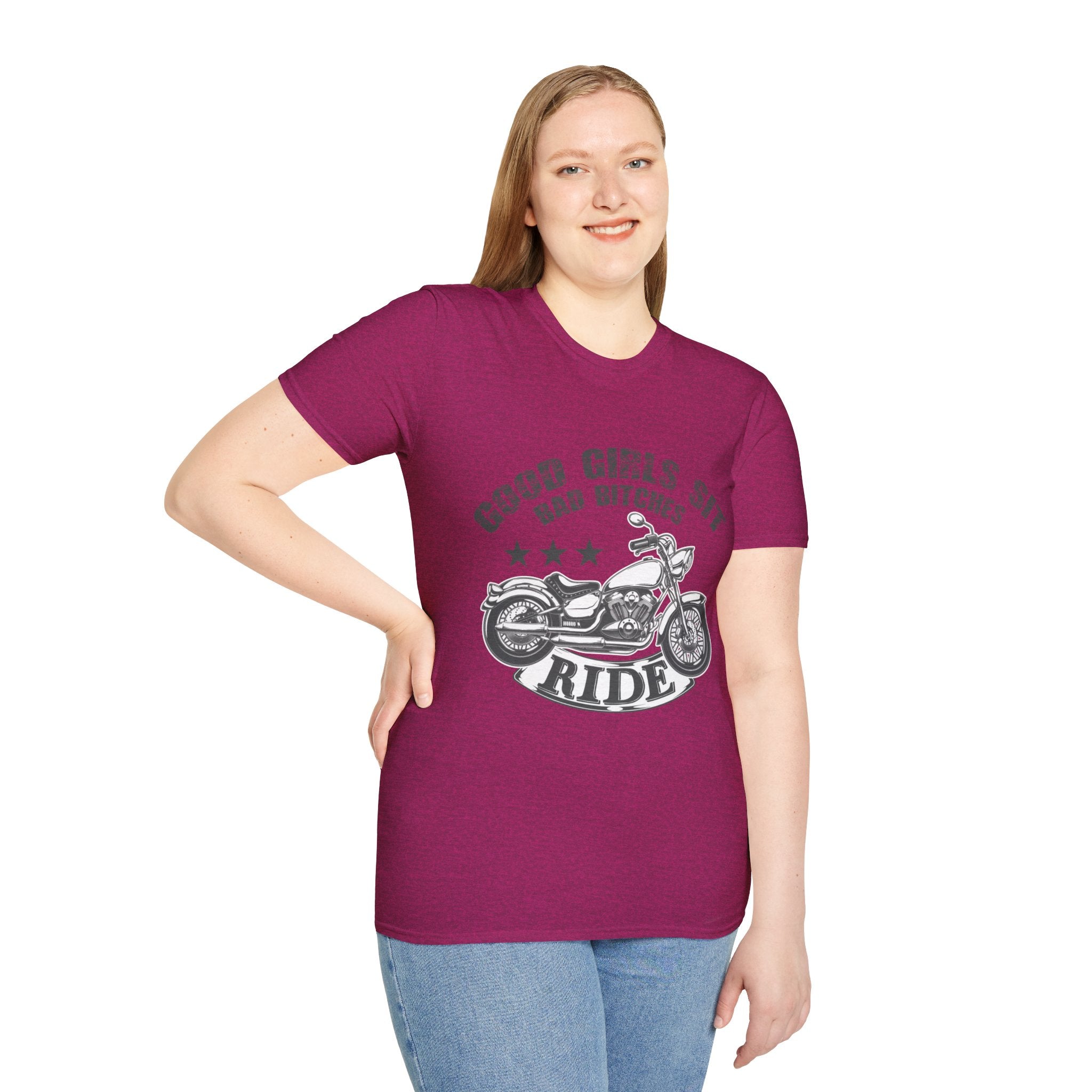 Good Girls Sit Bad Bitches Ride Unisex T-Shirt, Biker Tee, Gift for Motorcycle Lovers, Casual Wear, Birthday Gift
