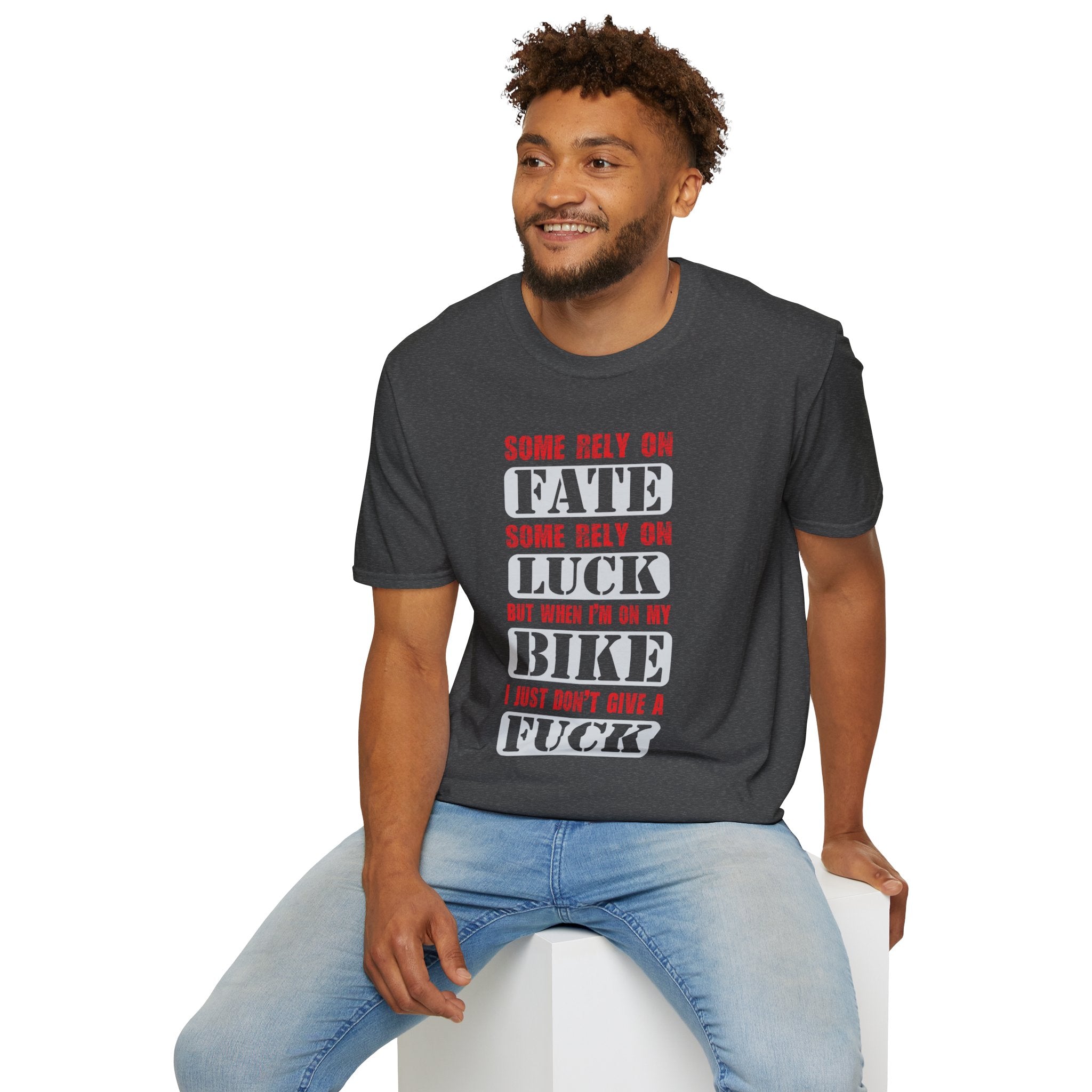 Rebellious Unisex T-Shirt - Fate, Luck, Bike, Adventure Shirt, Perfect for Bikers, Casual Wear, Gifts for Friends, Unique Graphic Tee