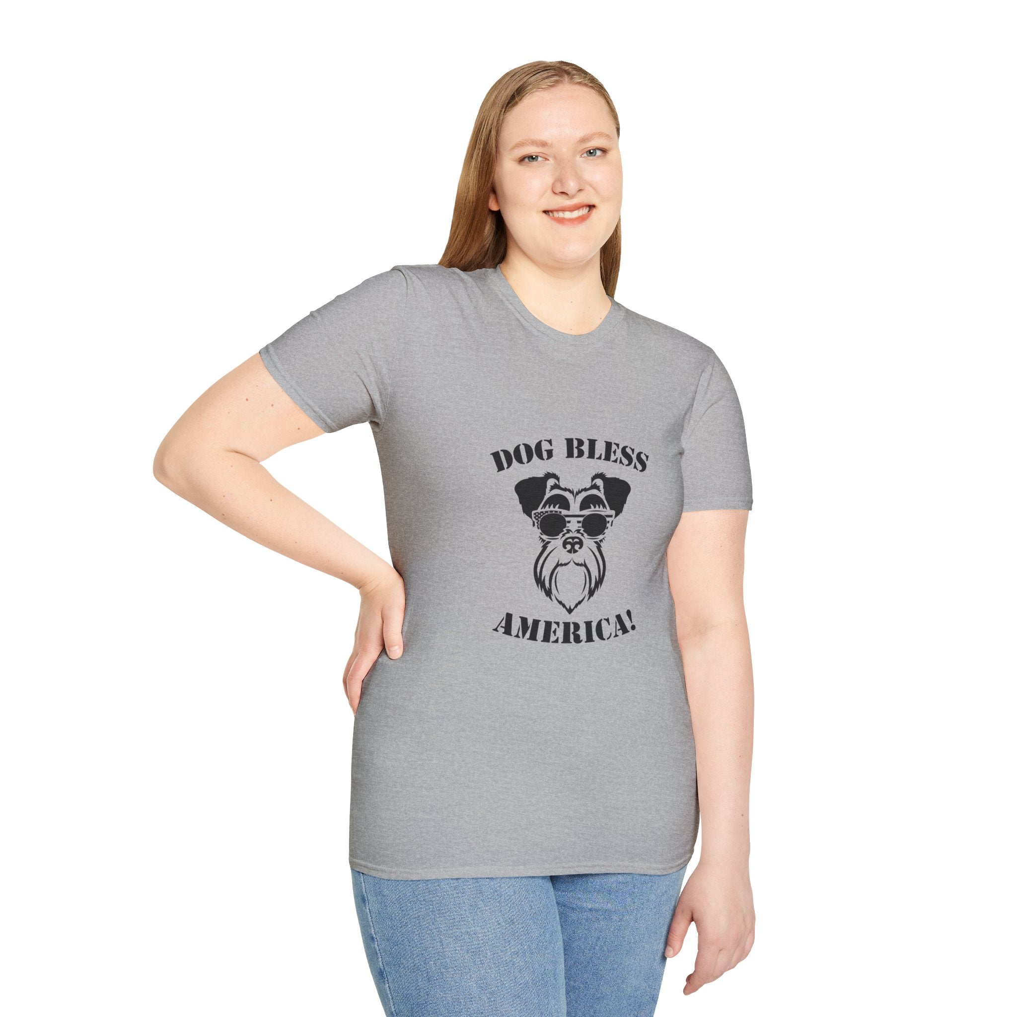 Dog Bless America T-Shirt, Unisex Tee, Dog Lover Gift, Independence Day Apparel, Pet Enthusiast Shirt, Cute Animal T-Shirt