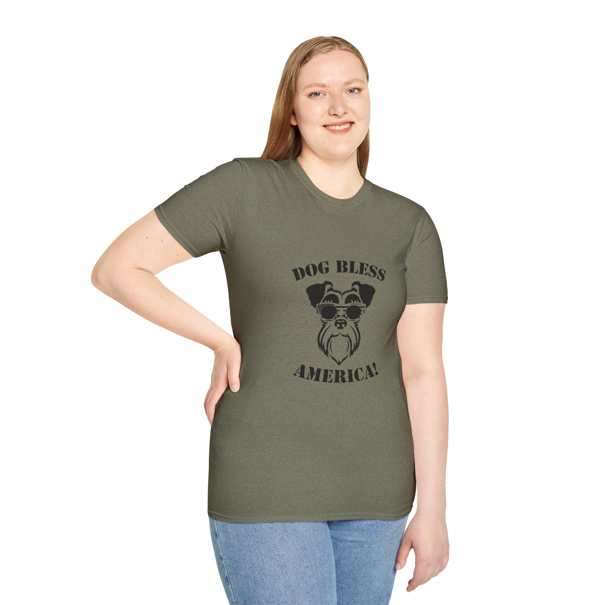 Dog Bless America T-Shirt, Unisex Tee, Dog Lover Gift, Independence Day Apparel, Pet Enthusiast Shirt, Cute Animal T-Shirt