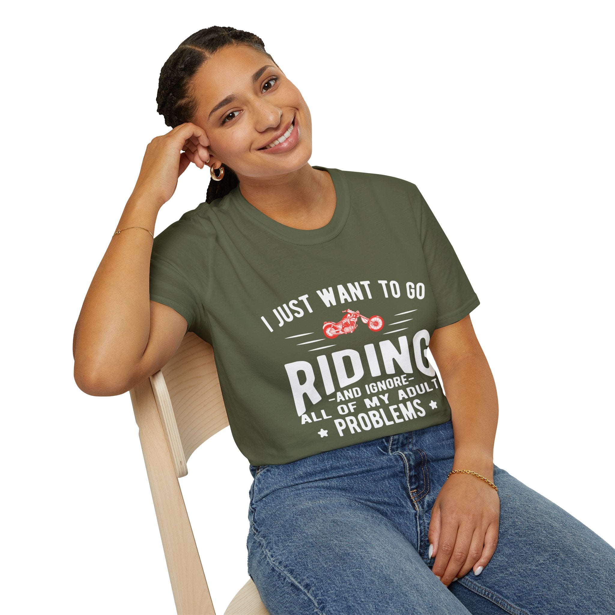 Funny Riding T-Shirt for Adults, Unisex Graphic Tee, Casual Wear, Gift for Riders, Adulting Humor Shirt