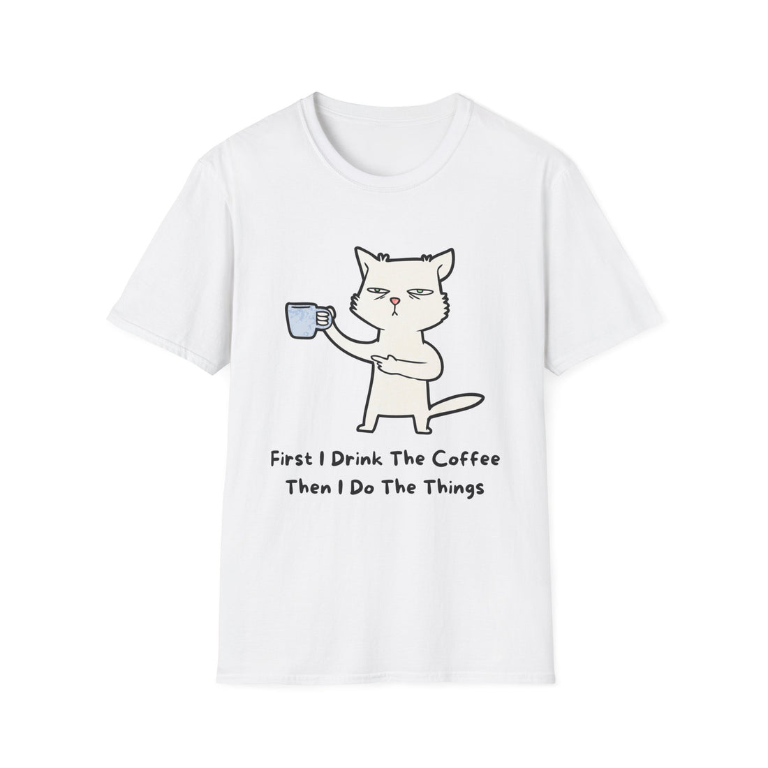 Coffee Cat Unisex T-Shirt, Funny Cat Tee